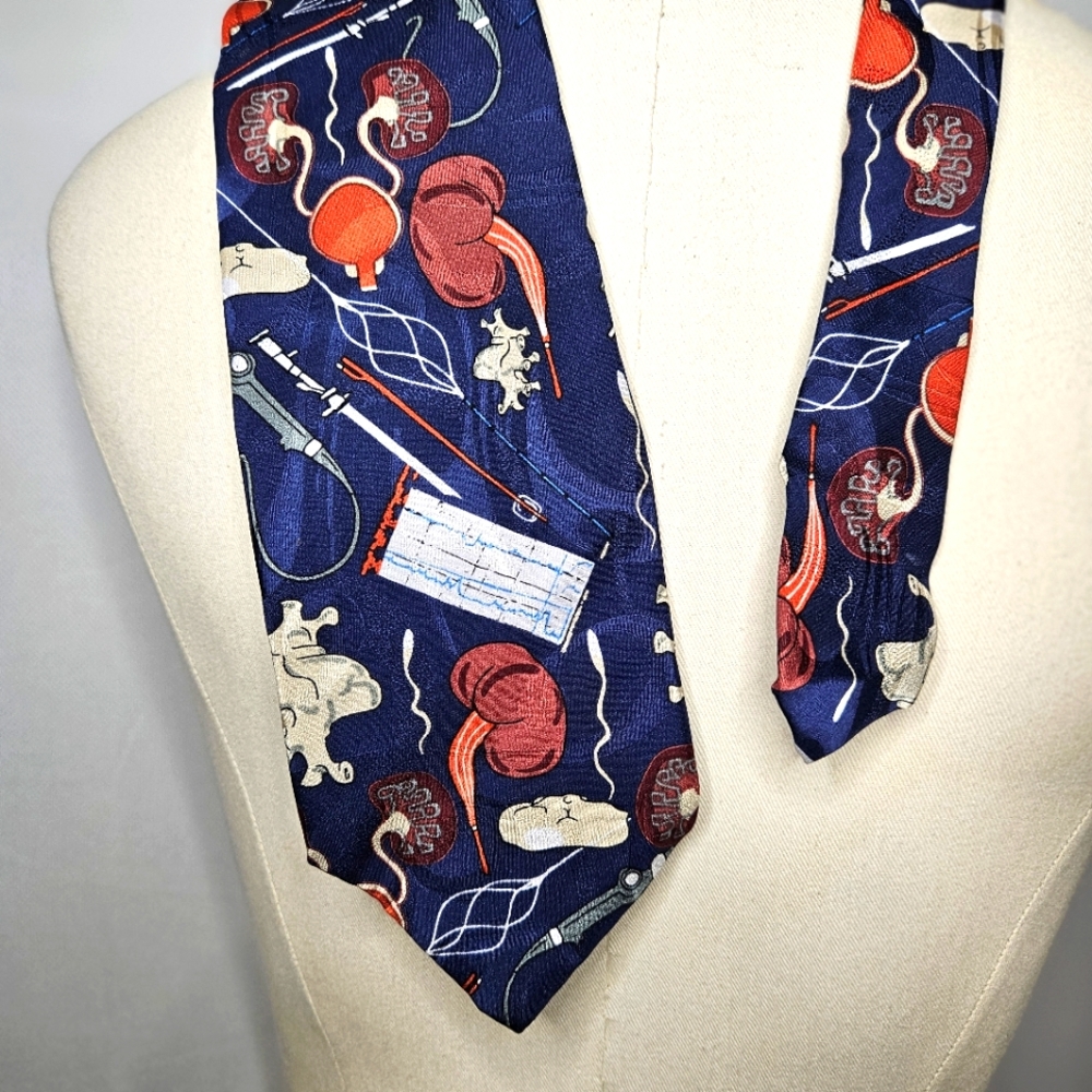 Navy Blue Medical-Themed Men's Tie